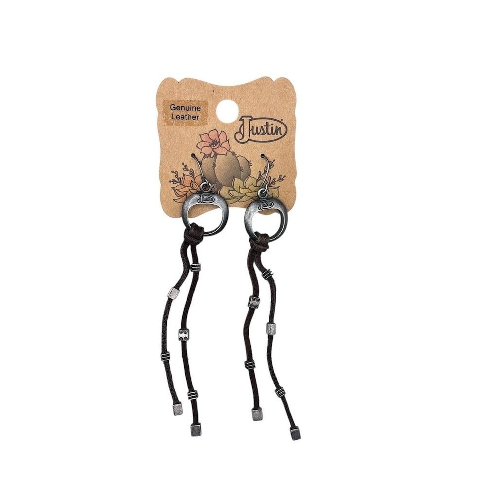 Justin  Brown Leather Tassel Charm with Metal Detailing‎ Unisex Accessory